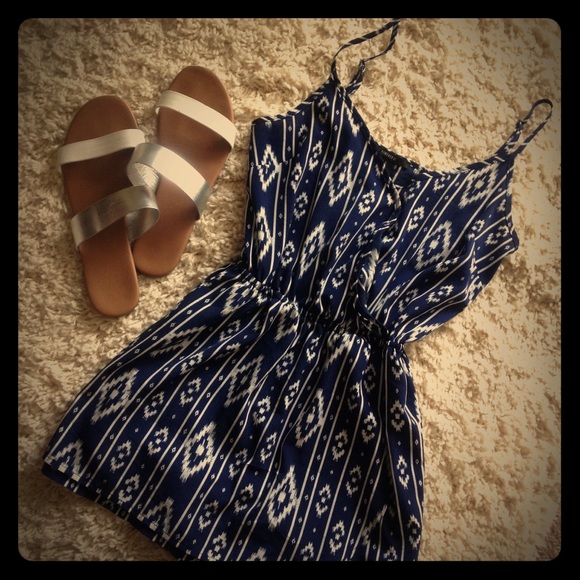 Forever 21 Pants - Forever 21 navy white tribal pattern romper